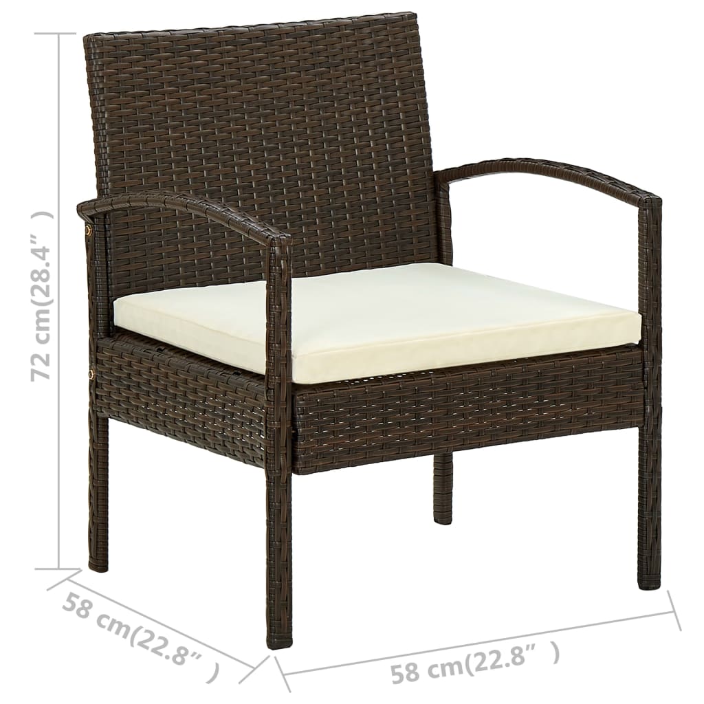 Garden chair with cushion Resin wicker Brown