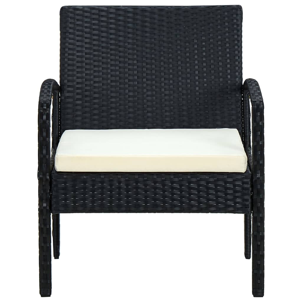 Chaise de jardin avec coussin Résine tressée Noir