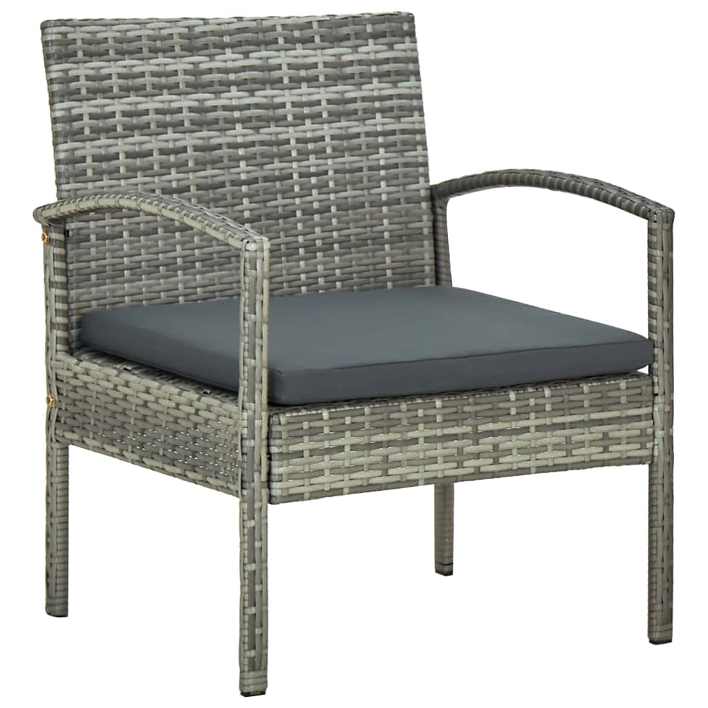 Chaise de jardin avec coussin Résine tressée Gris