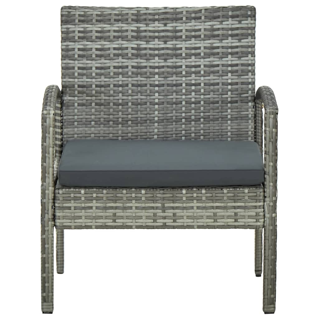 Chaise de jardin avec coussin Résine tressée Gris