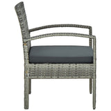 Chaise de jardin avec coussin Résine tressée Gris