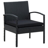 Chaise de jardin avec coussin Résine tressée Noir