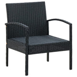 Chaise de jardin avec coussin Résine tressée Noir