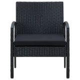 Chaise de jardin avec coussin Résine tressée Noir