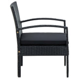 Chaise de jardin avec coussin Résine tressée Noir