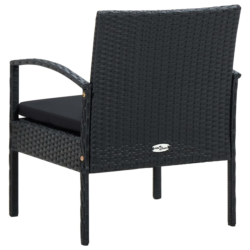 Chaise de jardin avec coussin Résine tressée Noir