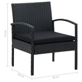 Chaise de jardin avec coussin Résine tressée Noir