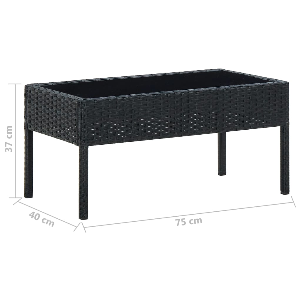 Table de jardin Noir 75x40x37 cm Résine tressée