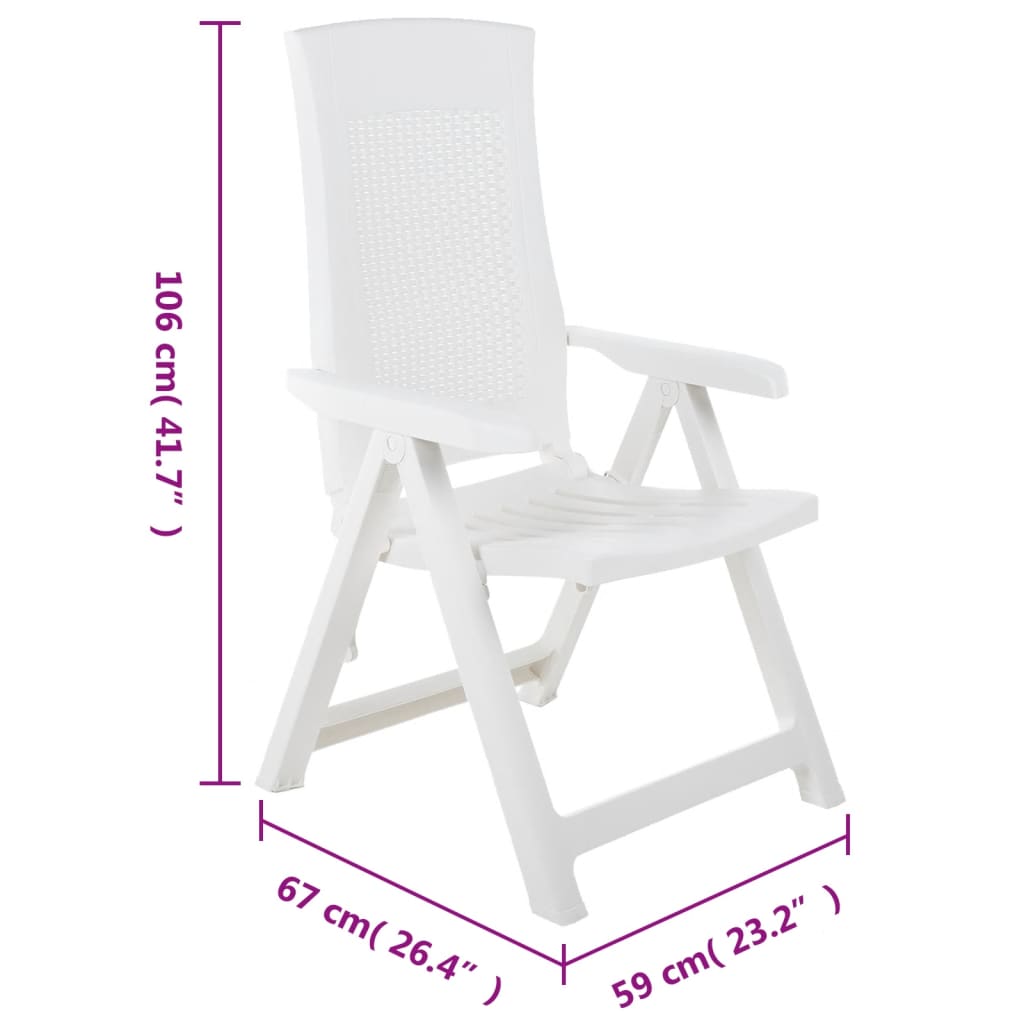 Chaises inclinables de jardin lot de 2 Plastique Blanc