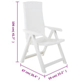 Chaises inclinables de jardin lot de 2 Plastique Blanc