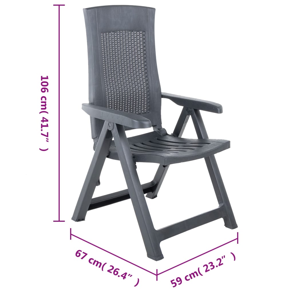 Chaises inclinables de jardin lot de 2 Plastique Anthracite