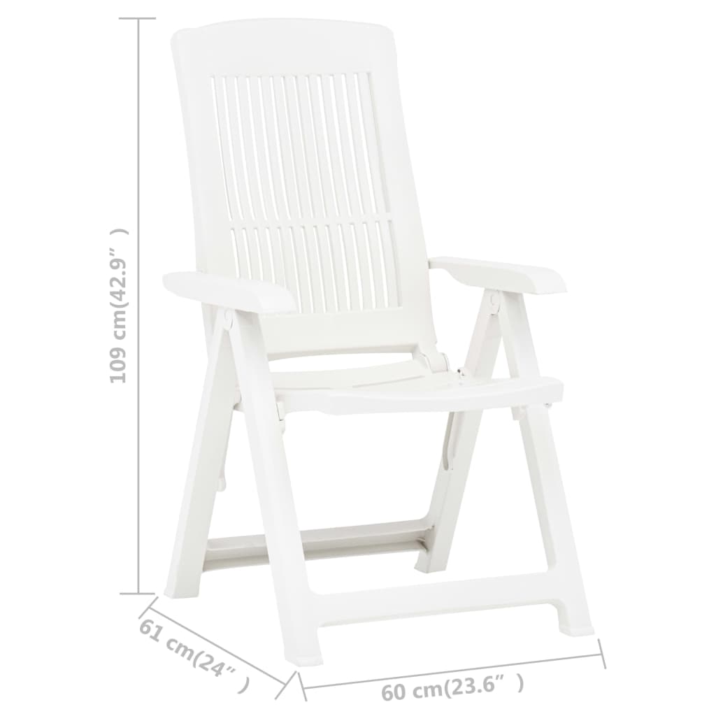 Chaises inclinables de jardin lot de 2 Plastique Blanc