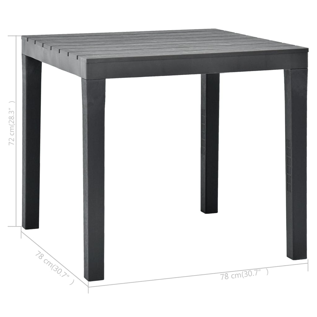 Table de jardin Anthracite 78x78x72 cm Plastique