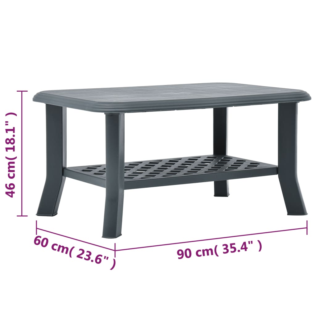 Table basse Vert 90x60x46 cm Plastique