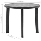 Table de jardin Anthracite 89 cm Plastique