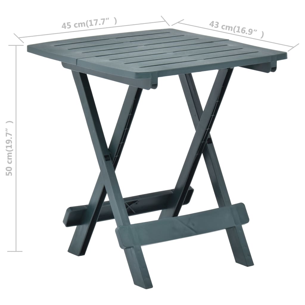 Table pliable de jardin vert 45x43x50 cm plastique