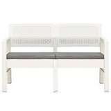 Banc de jardin à 2 places et coussins 120 cm Plastique Blanc