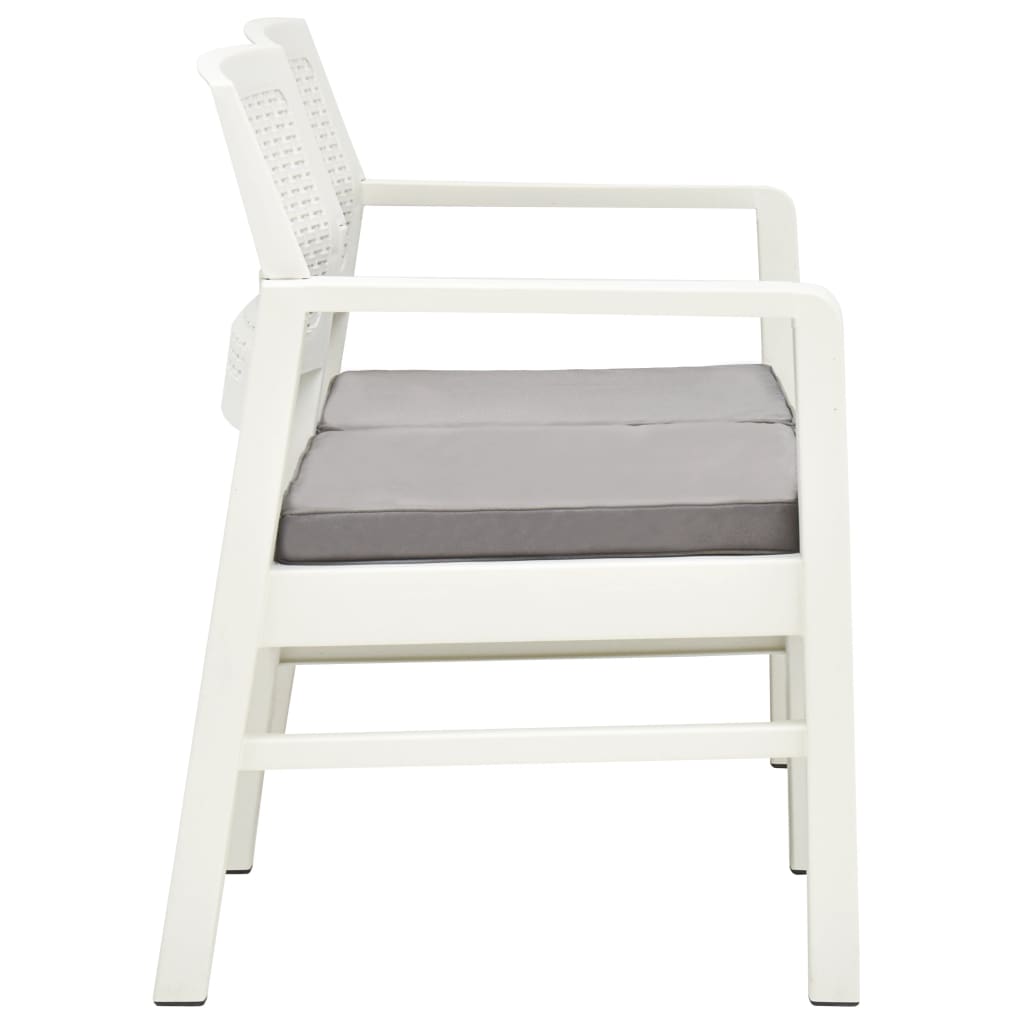 Banc de jardin à 2 places et coussins 120 cm Plastique Blanc