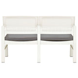 Banc de jardin à 2 places et coussins 120 cm Plastique Blanc