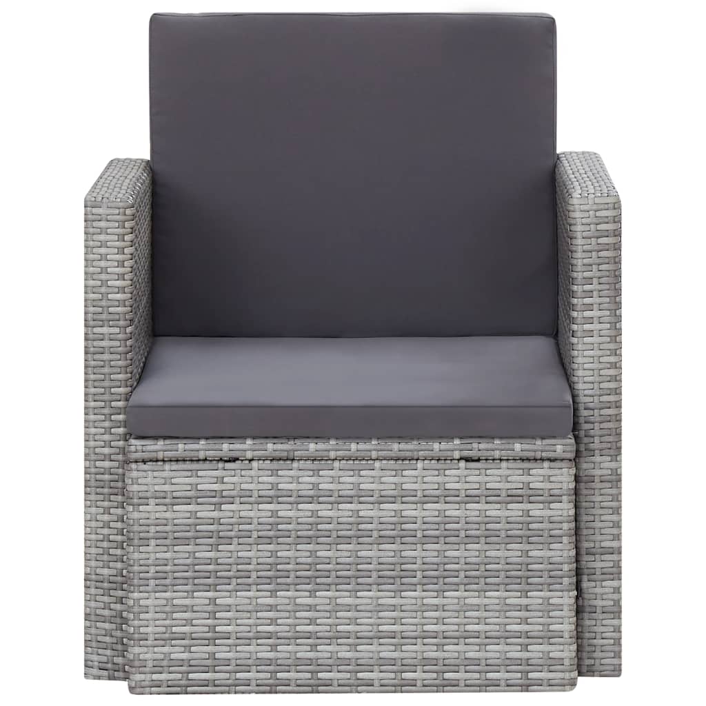 Chaise de jardin avec coussins Résine tressée Gris