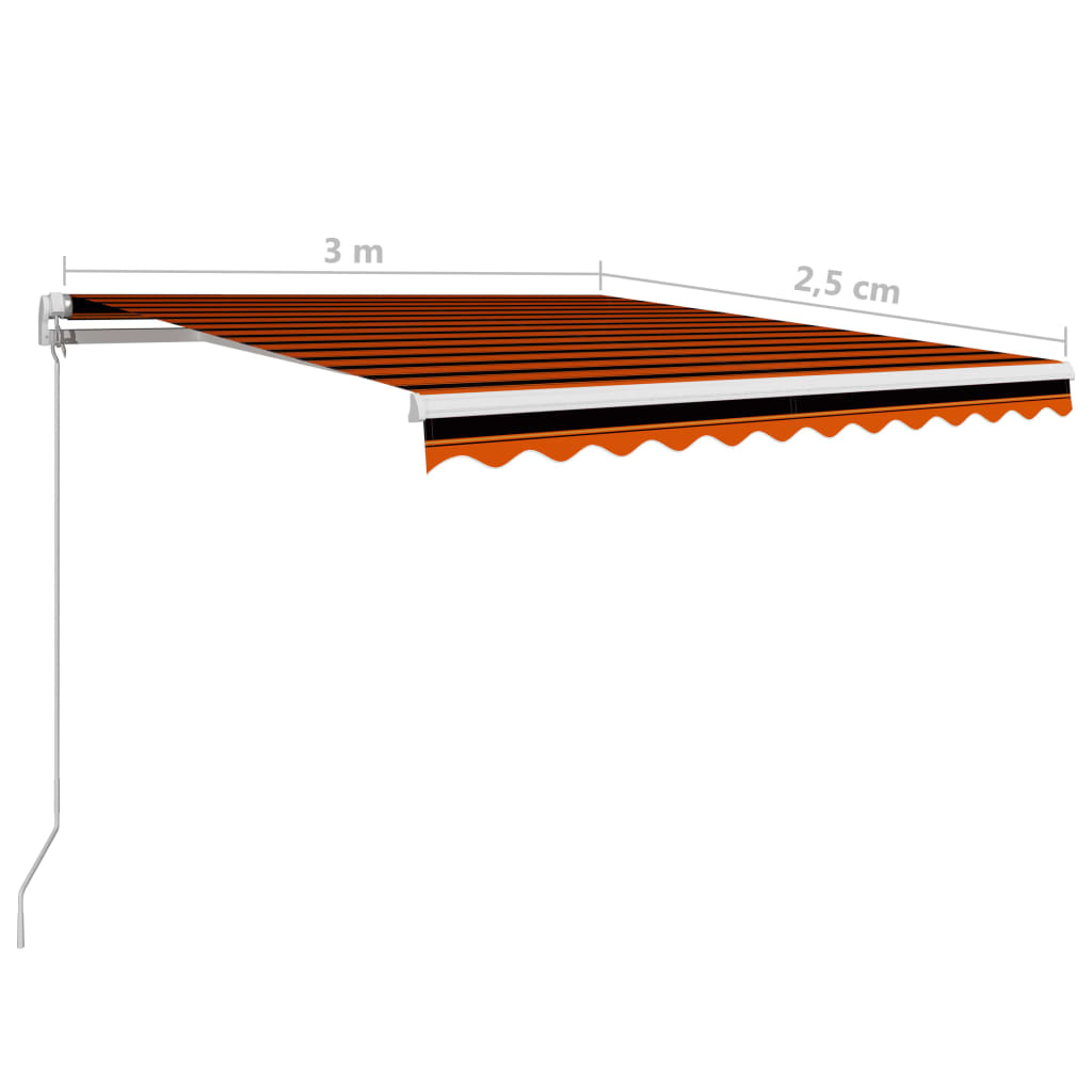 Manual retractable awning 300x250 cm Orange and brown