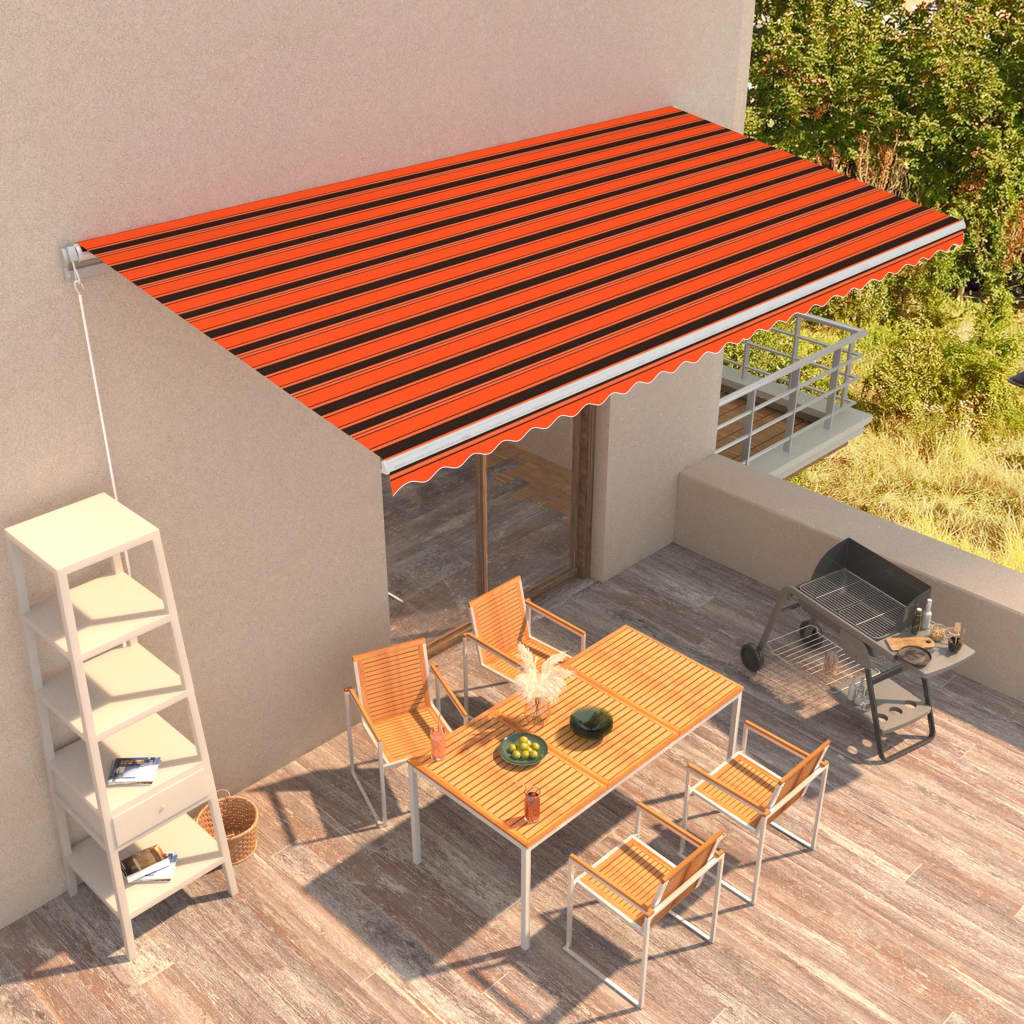 Manual retractable awning 600x300 cm Orange and brown