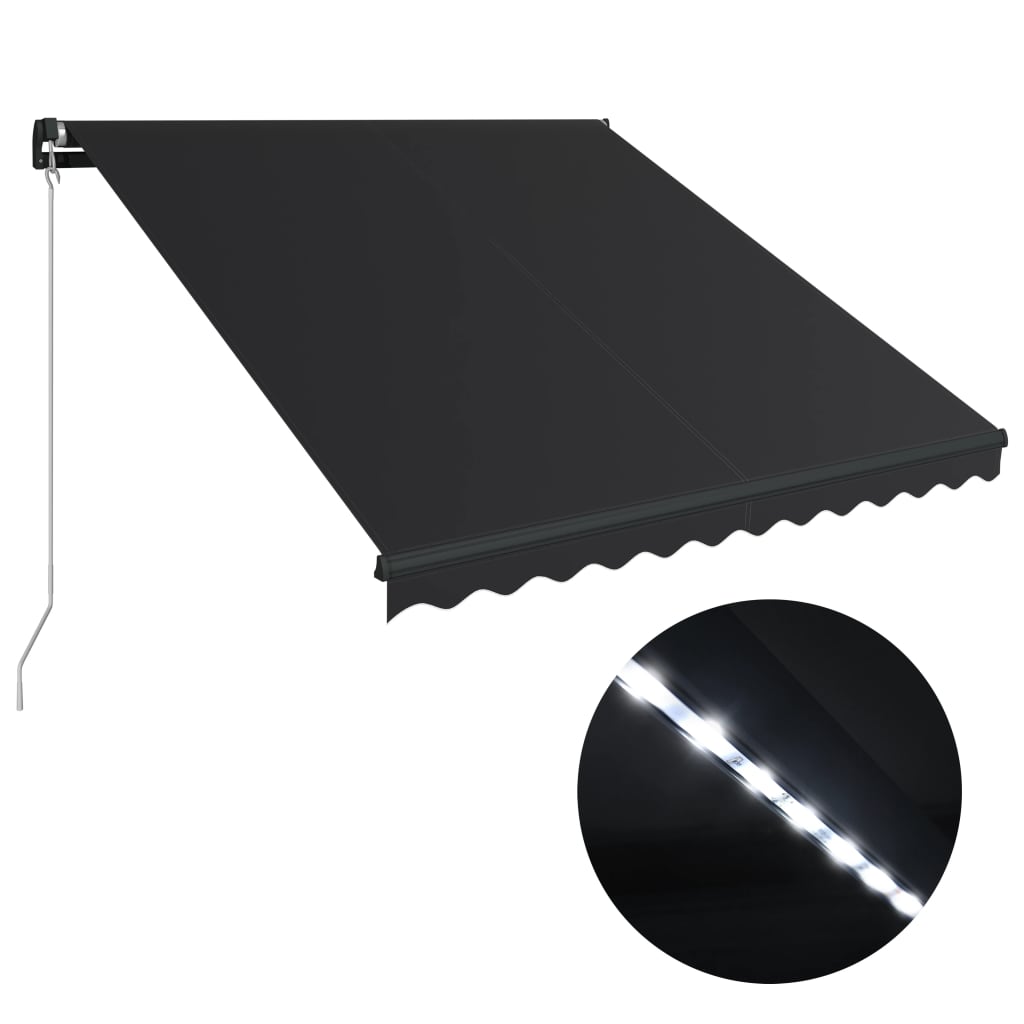 Manual retractable awning with LED 350x250 cm Anthracite