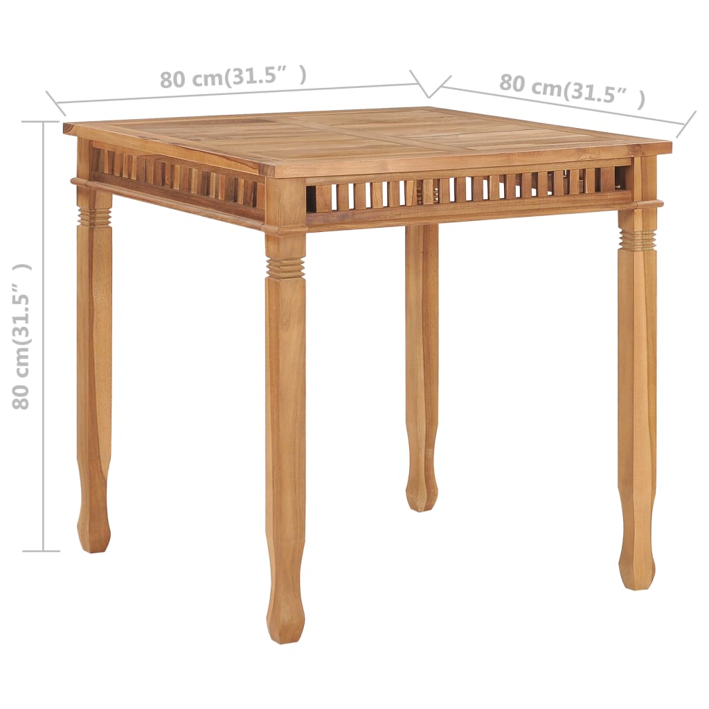 Table à dîner de jardin 80x80x80 cm Bois de teck solide