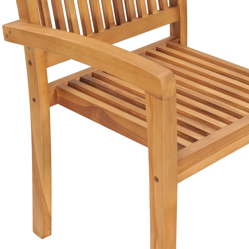 Chaises empilables à manger de jardin lot de 2 Bois teck solide