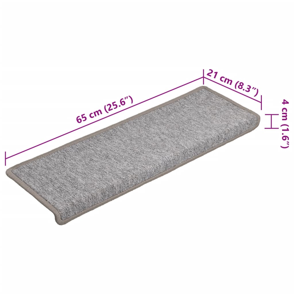 Tapis d'escalier 15 pcs 65x21x4 cm Gris clair