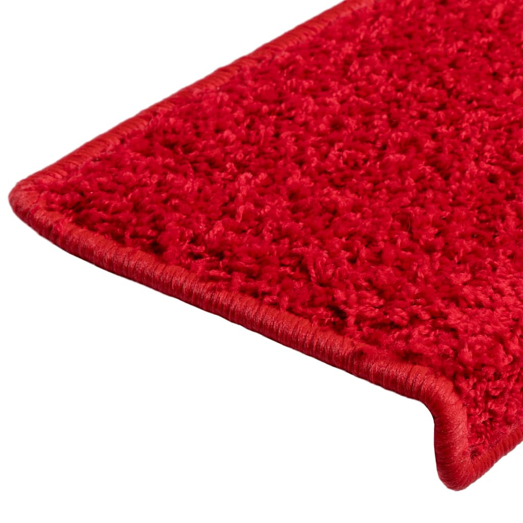 Tapis d'escalier 15 pcs 65x21x4 cm Rouge