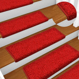 Tapis d'escalier 15 pcs 65x21x4 cm Rouge