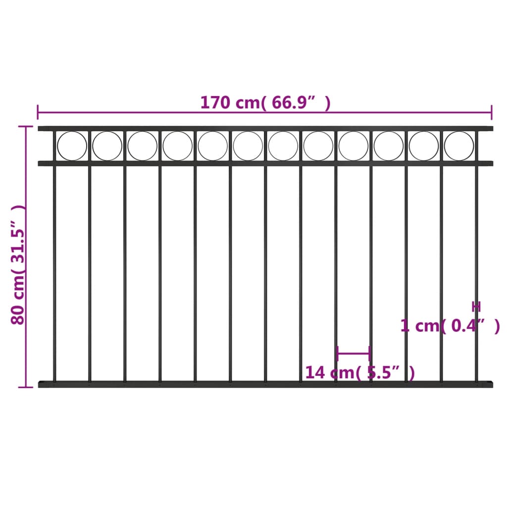 Steel Fence Panel 1.7x0.8 m Black