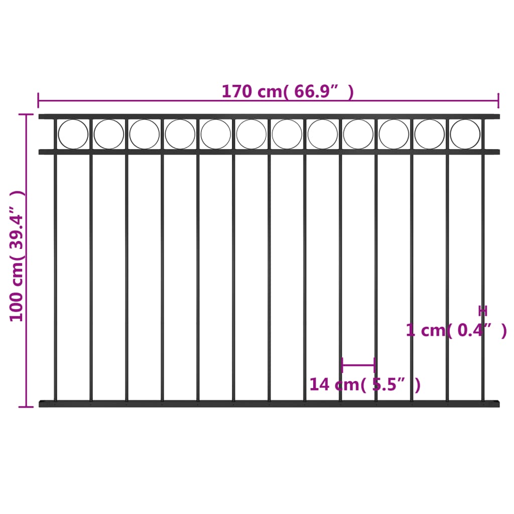 Steel Fence Panel 1.7x1 m Black