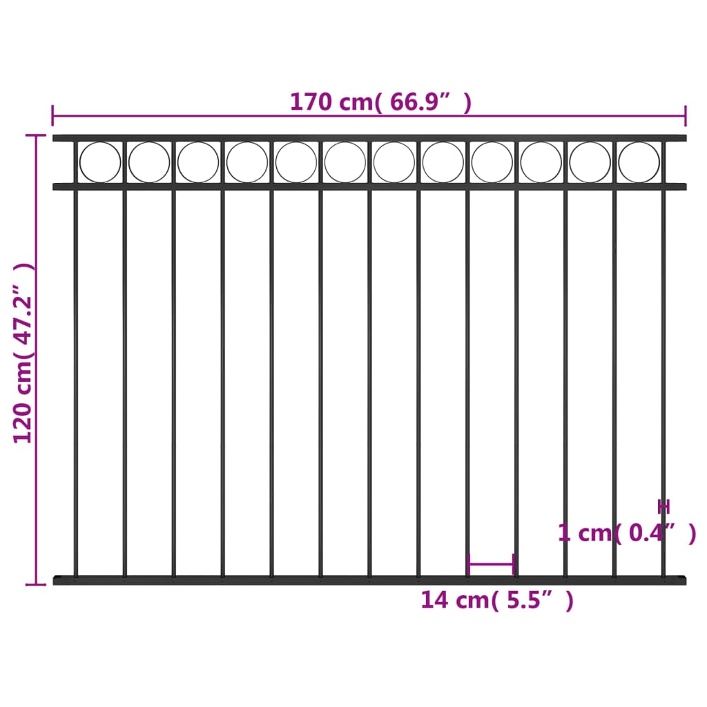 Steel Fence Panel 1.7x1.2 m Black