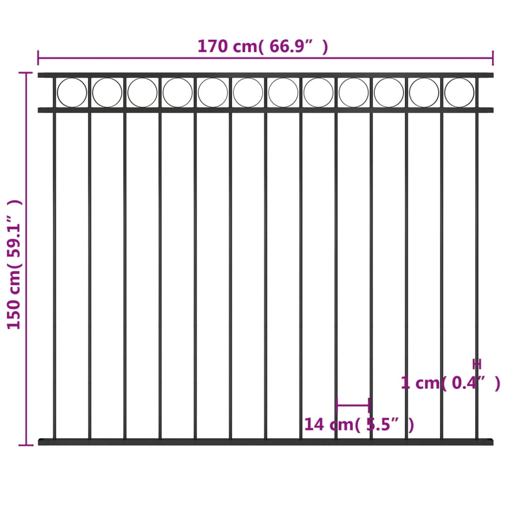 Panneau de clôture Acier 1,7x1,5 m Noir