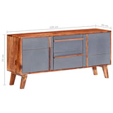 Grey sideboard 120x30x55 cm solid wood