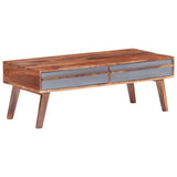 Table basse gris 110x50x40 cm bois massif