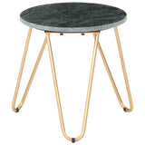 Table basse Vert 40x40x40 cm Pierre véritable et texture marbre