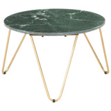 Table basse Vert 65x65x42 cm Pierre véritable et texture marbre