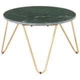 Table basse Vert 65x65x42 cm Pierre véritable et texture marbre