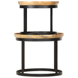 Round Side Tables 2 pcs Solid Mango Wood and Steel