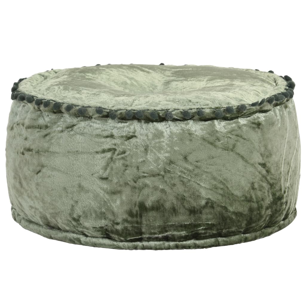 Pouf Rond Velours 40x20 cm Vert