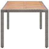 Grey garden table 190x90x75cm Resin wicker and acacia