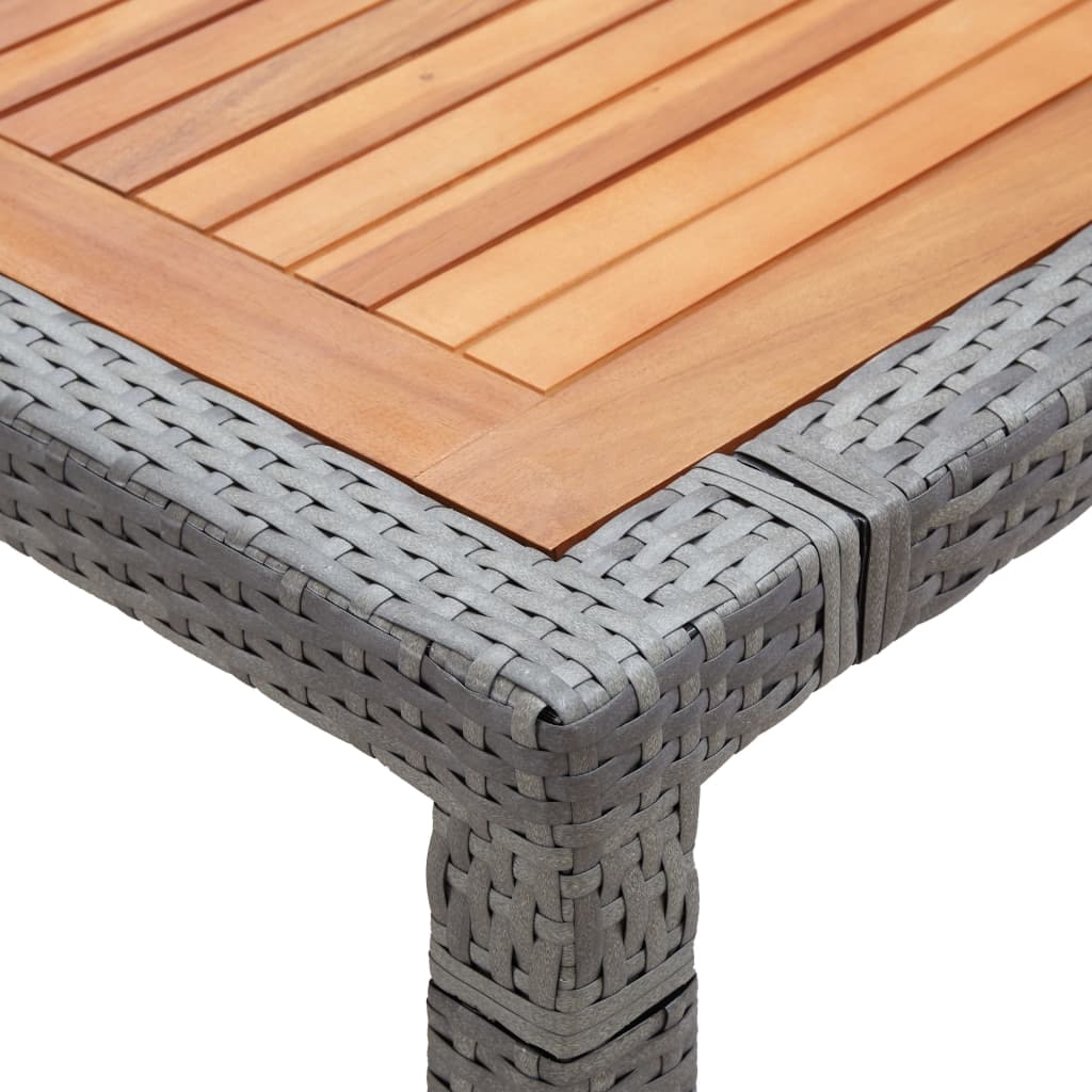 Table de jardin Gris 200x150x74 cm Résine tressée et acacia