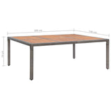 Table de jardin Gris 200x150x74 cm Résine tressée et acacia