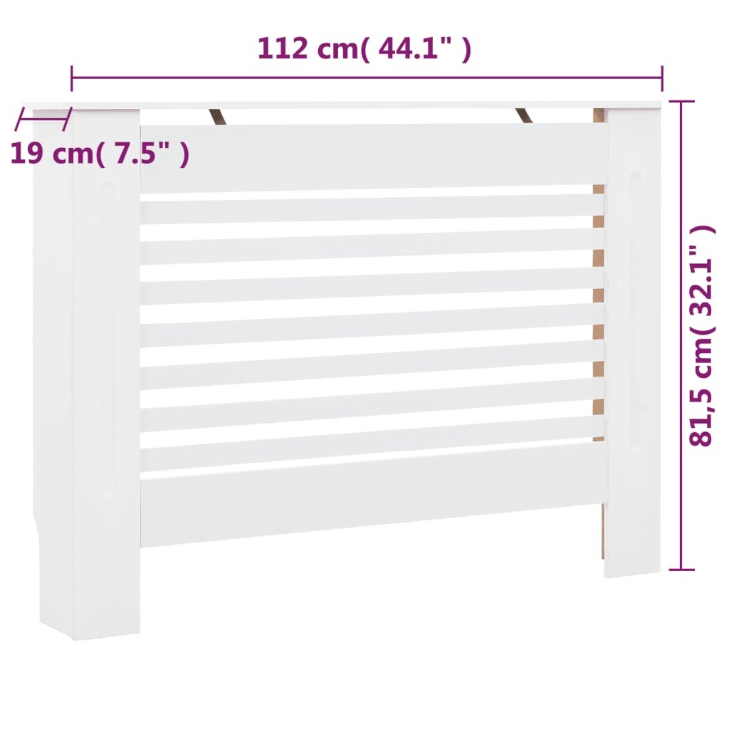 Cache-radiateurs 2 pcs Blanc 112x19x81,5 cm MDF