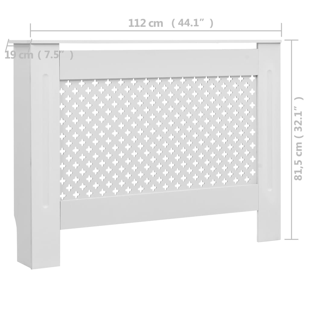 Heizkörperabdeckungen 2 Stück Weiß 112x19x81,5 cm MDF