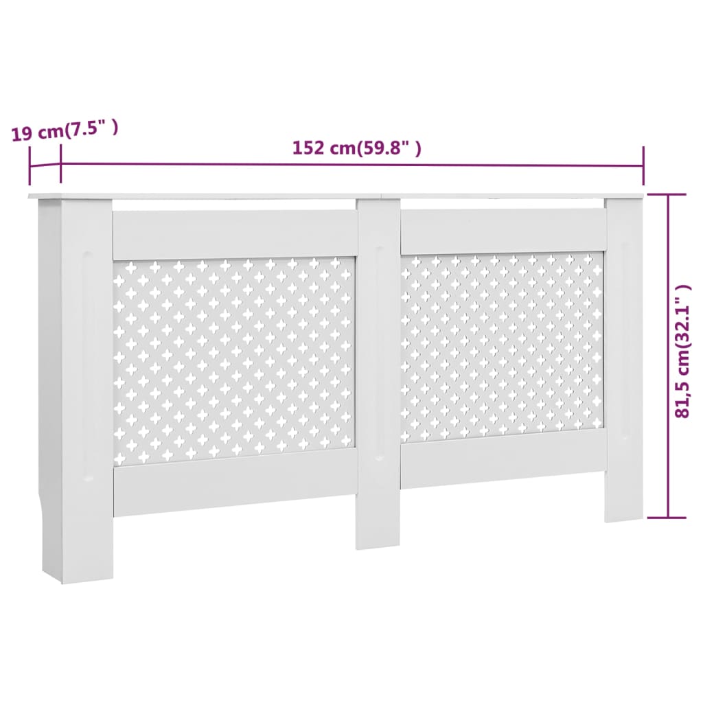 Heizkörperabdeckungen 2 Stück Weiß 152x19x81,5 cm MDF