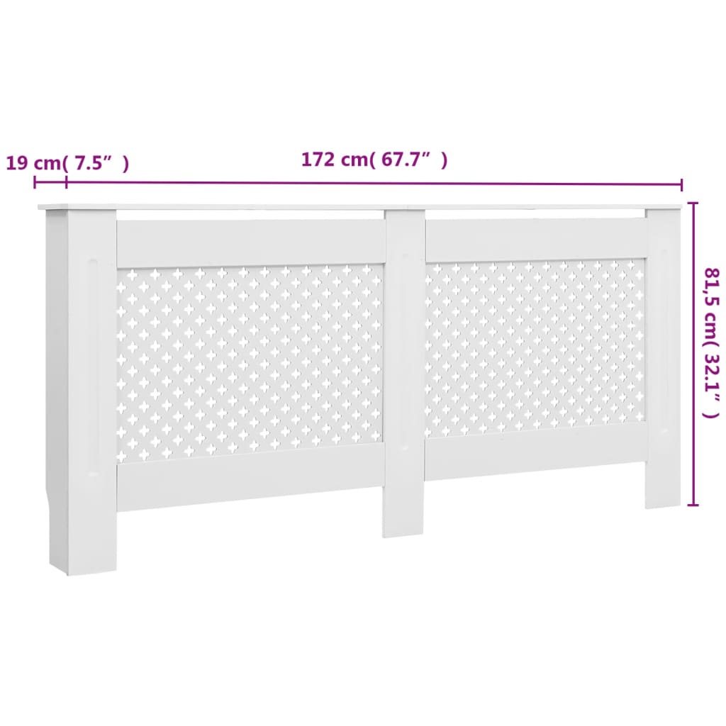 Cache-radiateurs 2 pcs Blanc 172x19x81,5 cm MDF